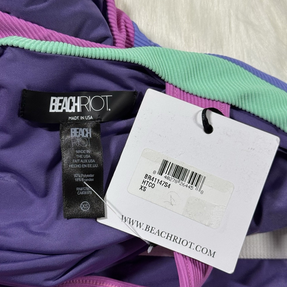 Beach Riot Size XS High Tide Color‎ Block Ribbed Steph One Piece Swimsuit - Picture 6 of 11